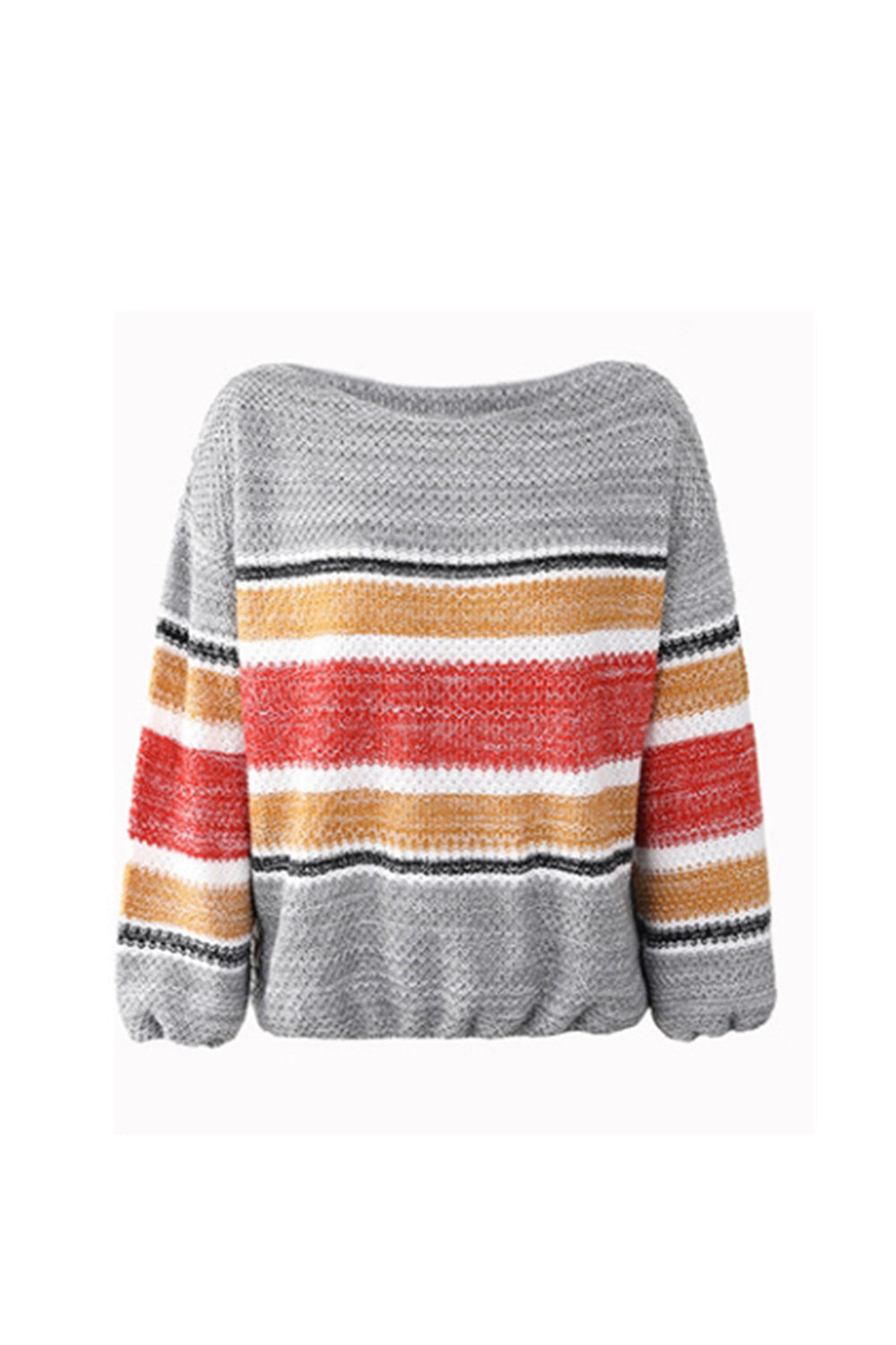 RadyRin Off-Shoulder Rainbow Striped Sweater for Chic Style
