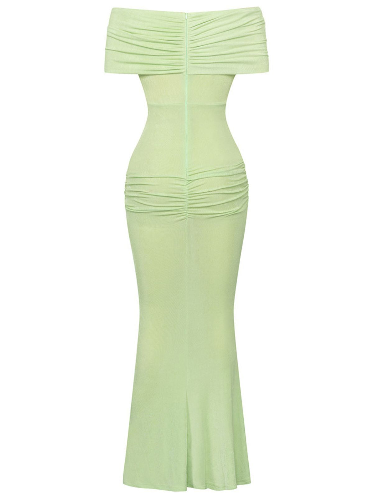 Off Shoulder Rosette Ruched Mermaid Maxi Dress 7
