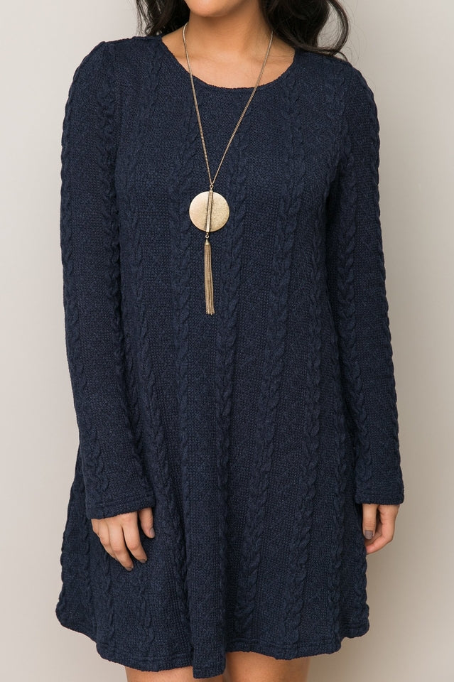 Elegant Plus Size Casual Sweater Dress in S-3XL Sizes