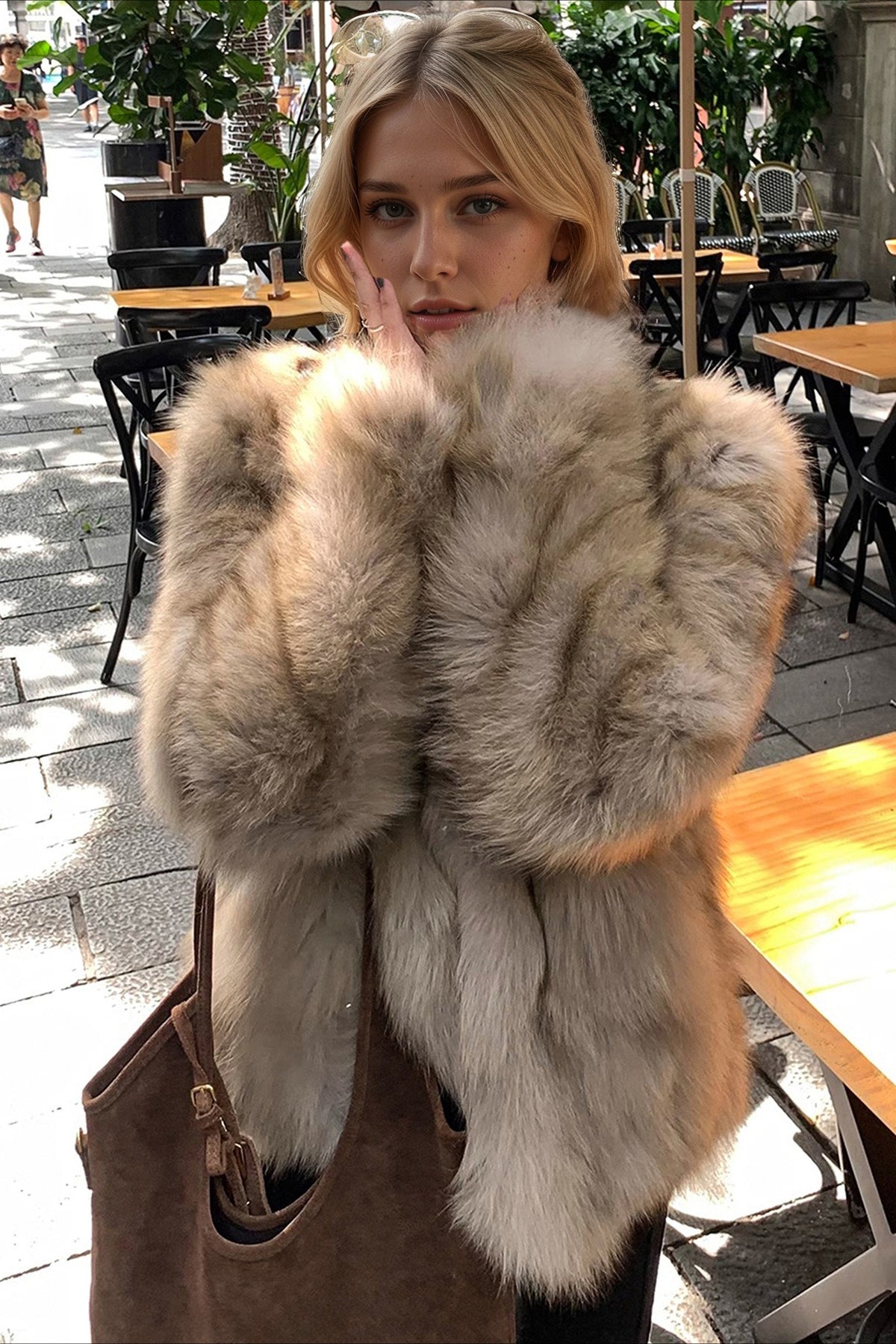 Faux Fox Fur Stand Collar Short Fluffy Warm Coat