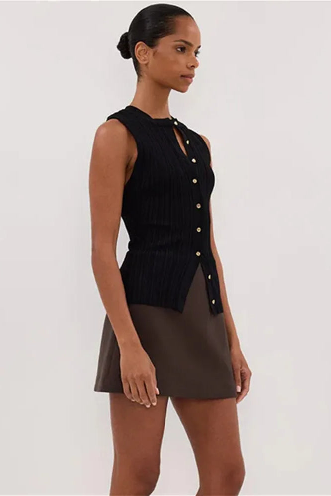 Solid Ribbed Sleeveless Cardigan 6