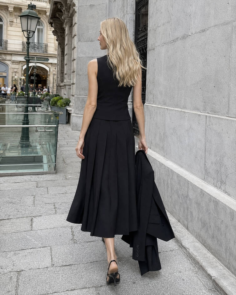 Spliced Tunic Skirt Two Piece Set