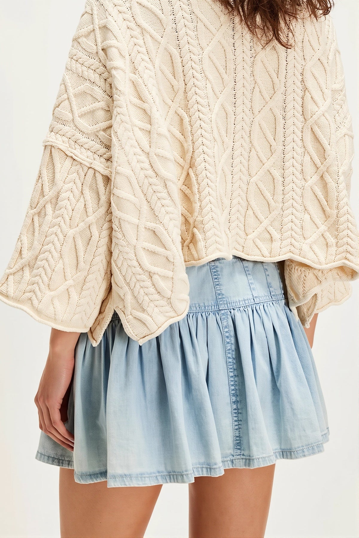 Sweet Denim Pleated Mini Skirt
