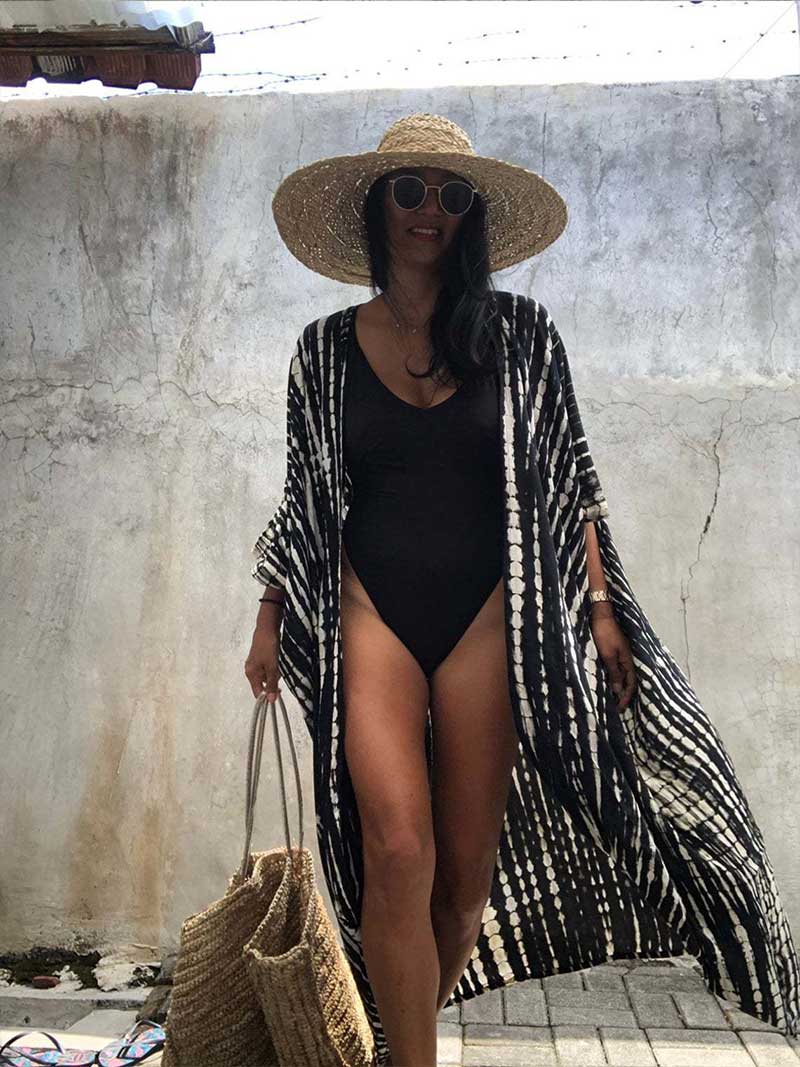 Tie-Dye Print Different Colors Rayon Long Length Gown Kimono Duster Robe - Fashionpara