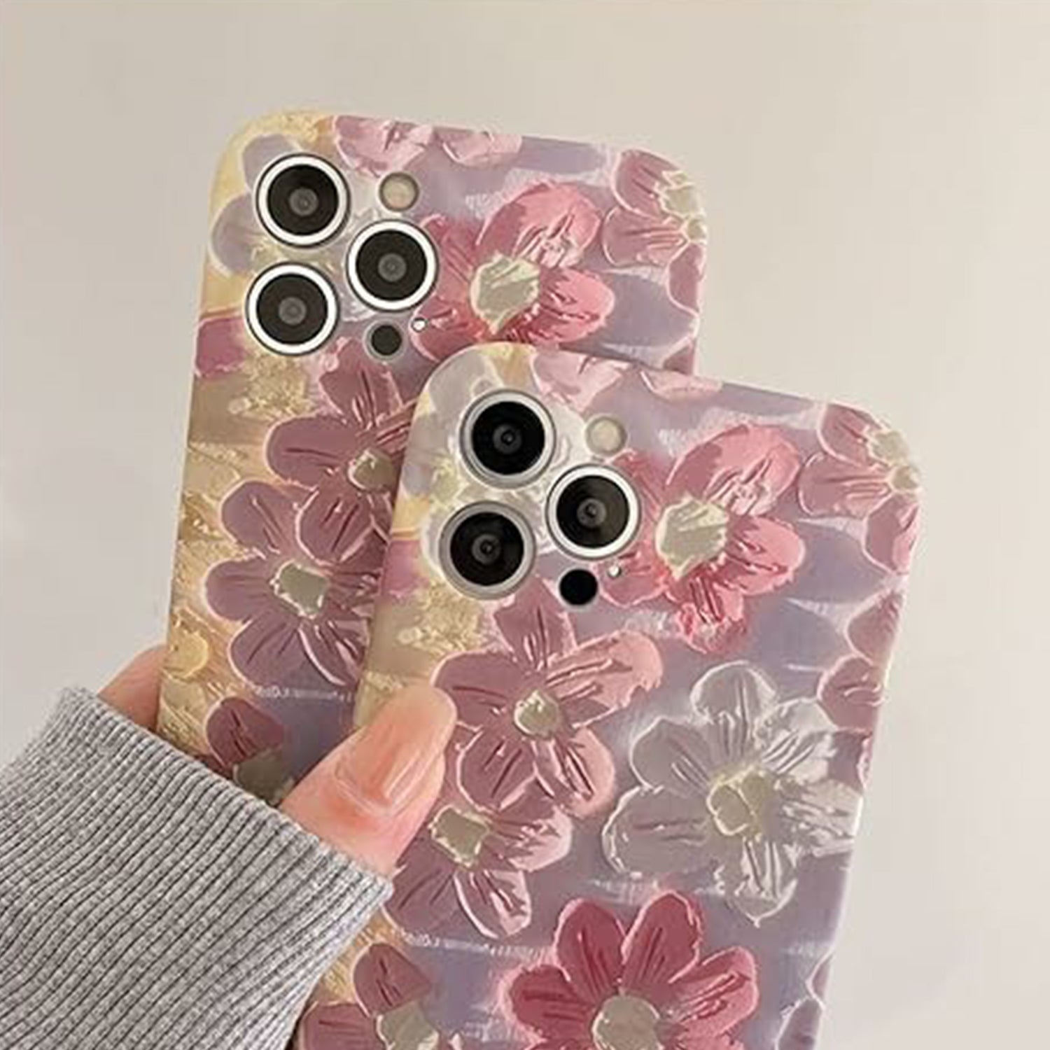 Personality Floral Printed Drop-Proof Apple Phone Liquid Silicone Cover Cases