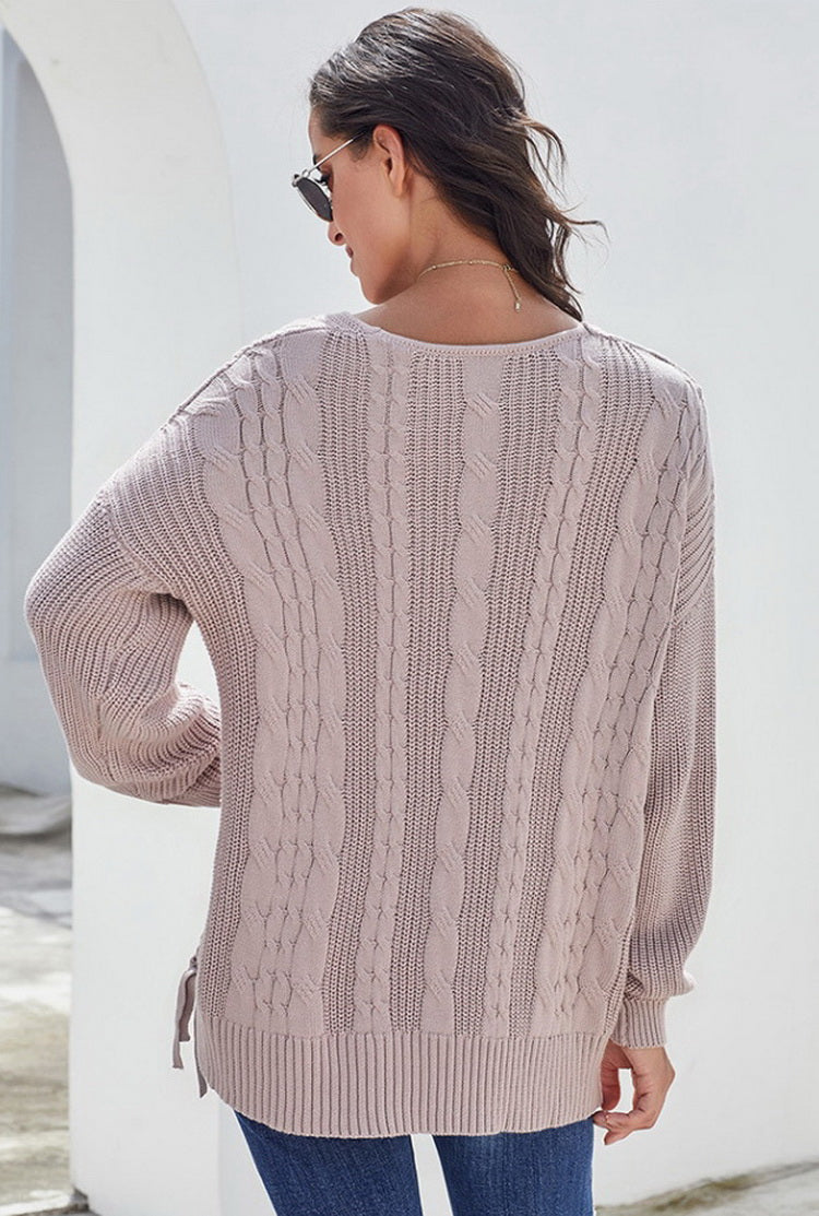 RadyRin Knitting Ties Sweater for Cozy, Elegant Style