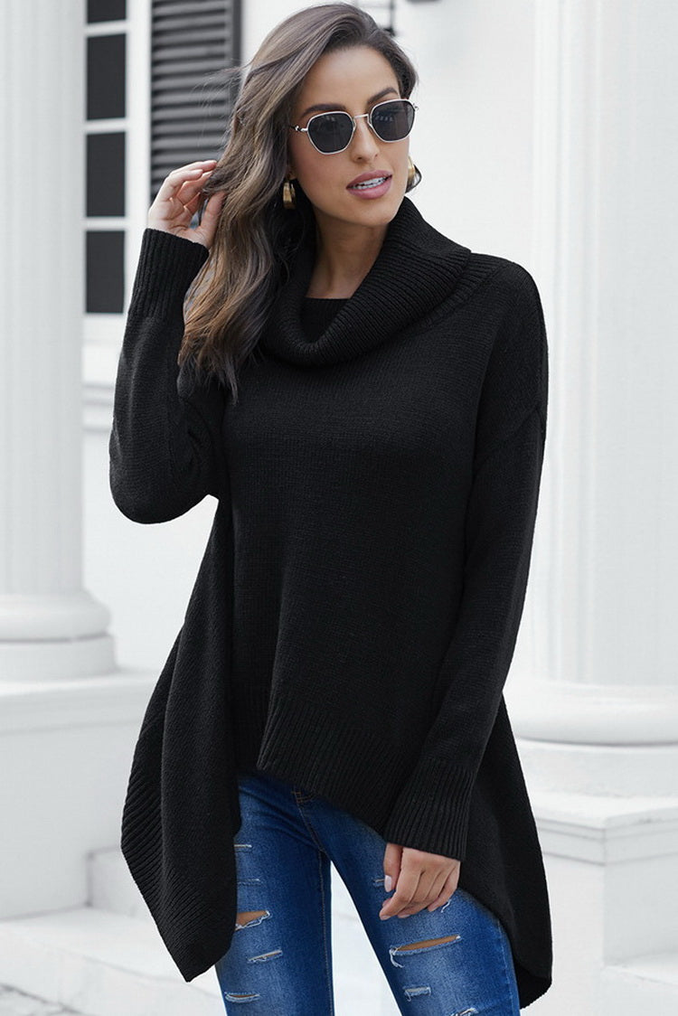 RadyRin Highneck Asymmetric Sweater for Effortless Style