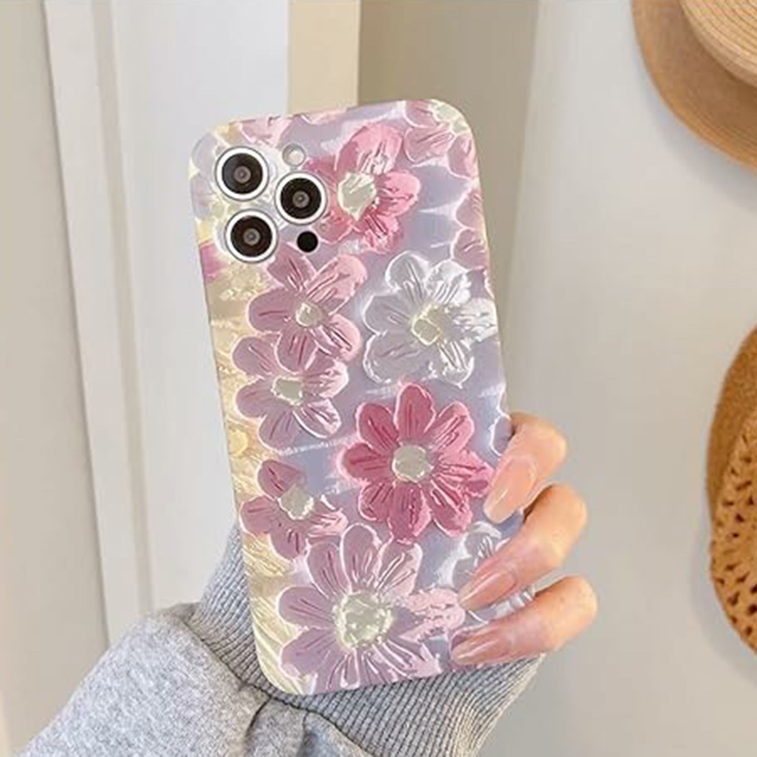 Personality Floral Printed Drop-Proof Apple Phone Liquid Silicone Cover Cases