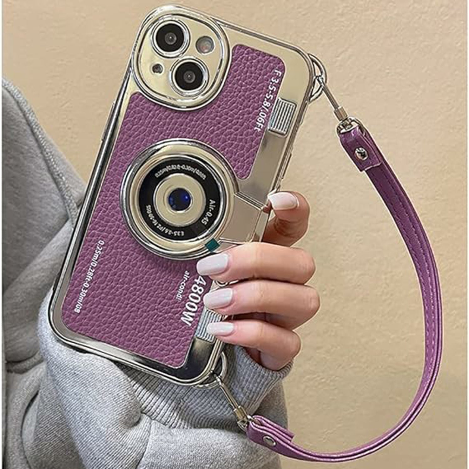 Cute 3D Vintage Camera Phone Case with Hand Strap Unique Cool Silicone TPU Case Shockproof Protective Case Girls for iPhone 11 12 13 14 15