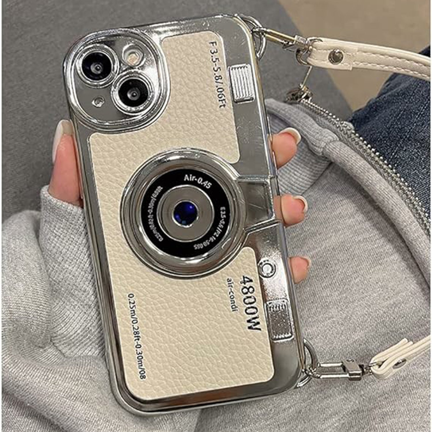 Cute 3D Vintage Camera Phone Case with Hand Strap Unique Cool Silicone TPU Case Shockproof Protective Case Girls for iPhone 11 12 13 14 15