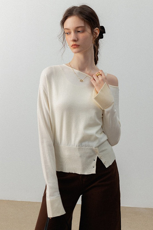 Asymmetric Neckline Knit Top 10