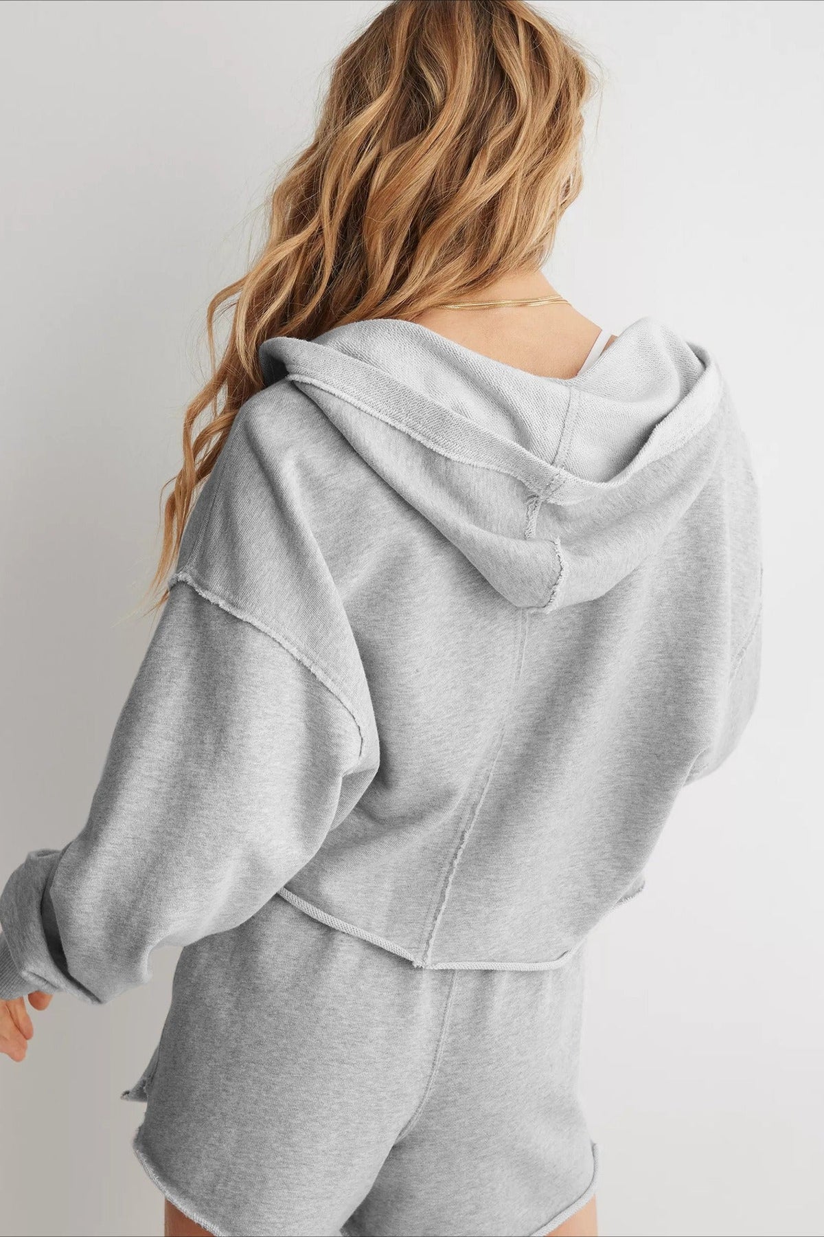 Relaxed Solid V-Neck Hoodie 6