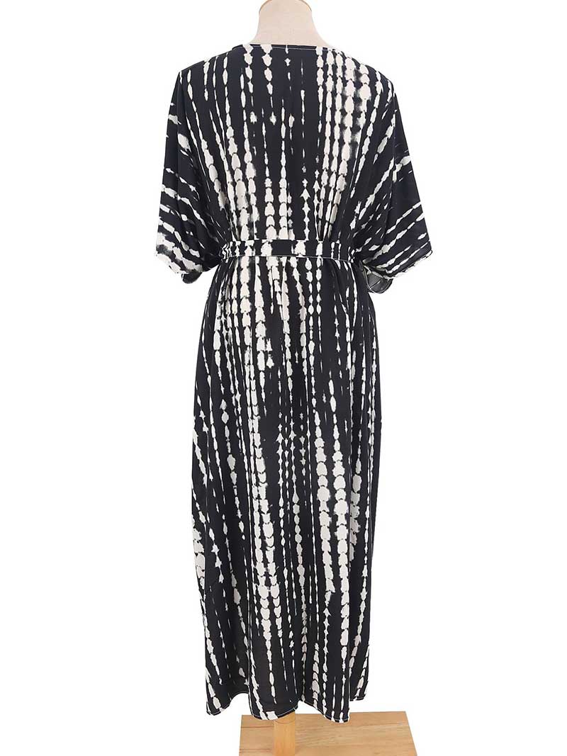 Tie-Dye Print Different Colors Rayon Long Length Gown Kimono Duster Robe - Fashionpara