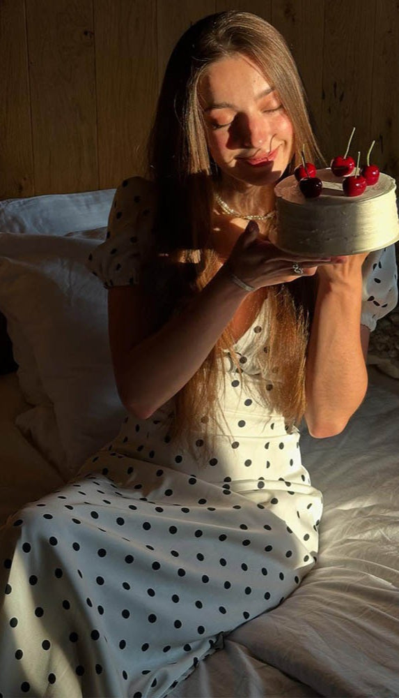 French Style Polka Dot V-Neck Bodycon Maxi Dress - Fashionpara