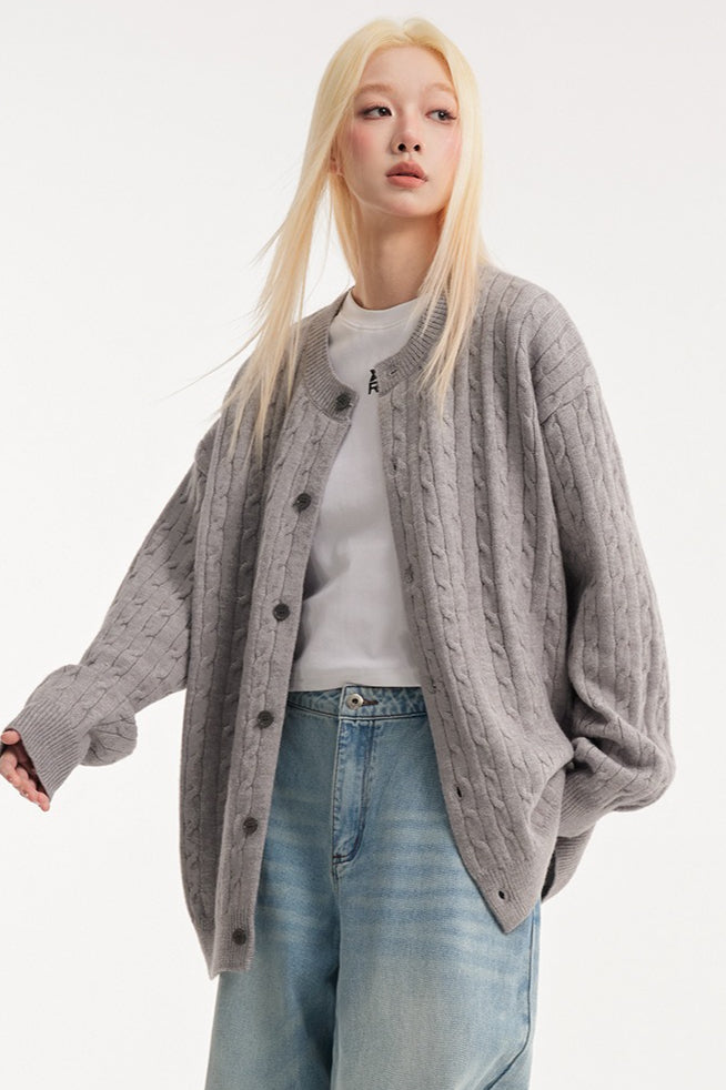 Relaxed Fit Cable Cardigan 5