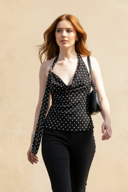 Polka Dot V Neck Cami Blouse
