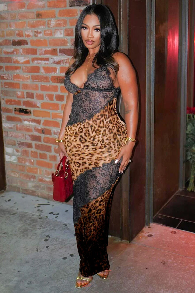 Weird Puss Mesh Patchwork Maxi Dress - View 3