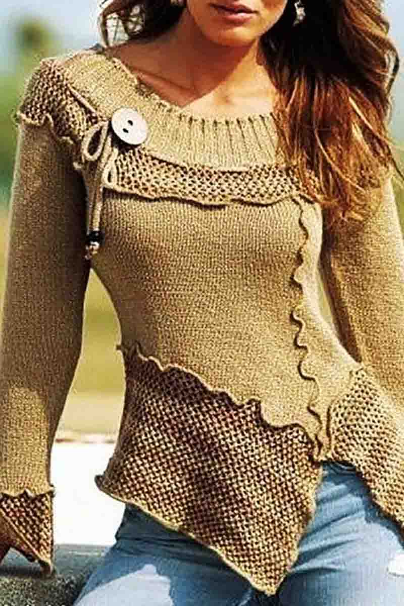O Neck Patchwork Loose  Sweater (5 Colors)  Fashionpara