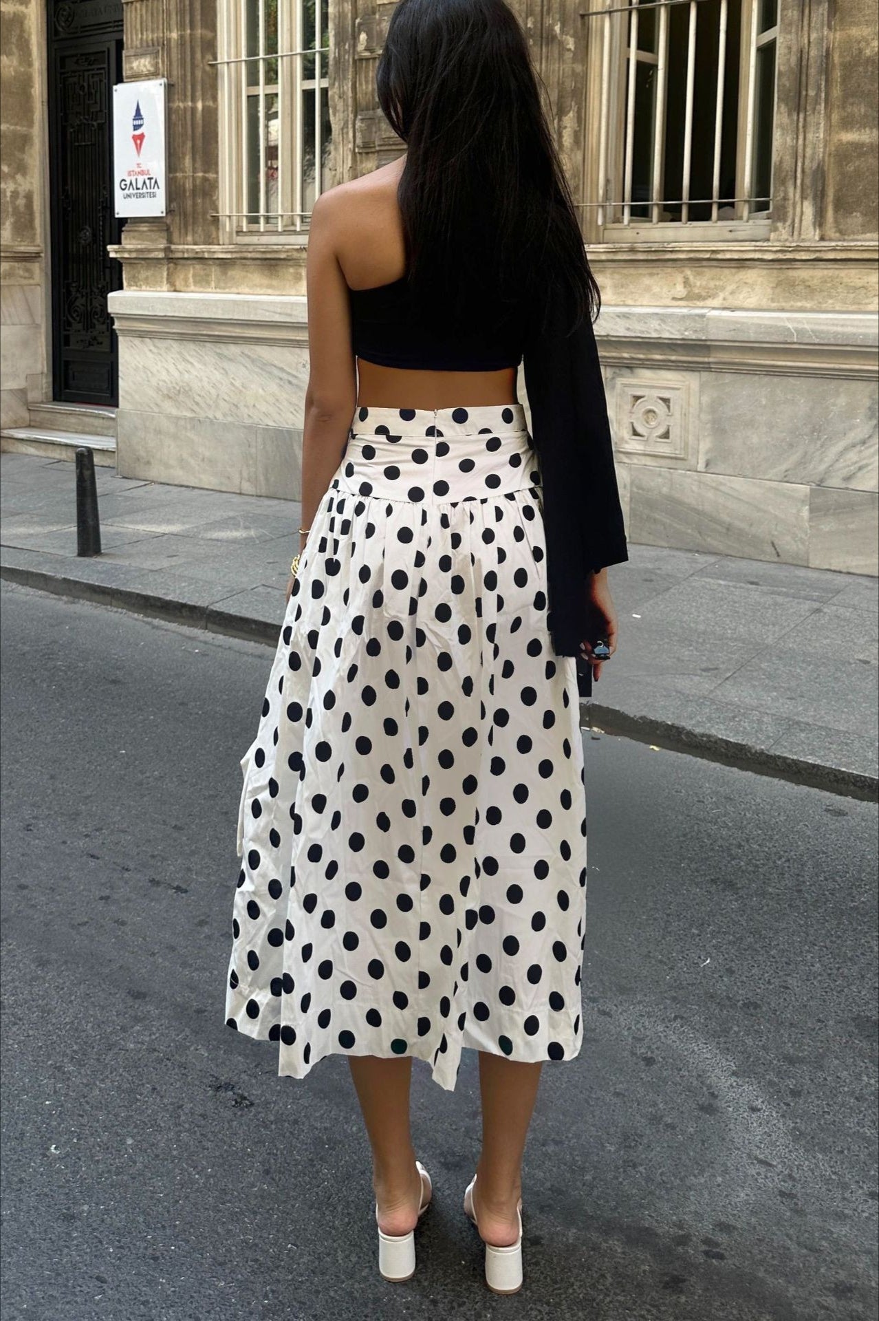 Polka Dot High Waist A-Line Skirt - Fashionpara