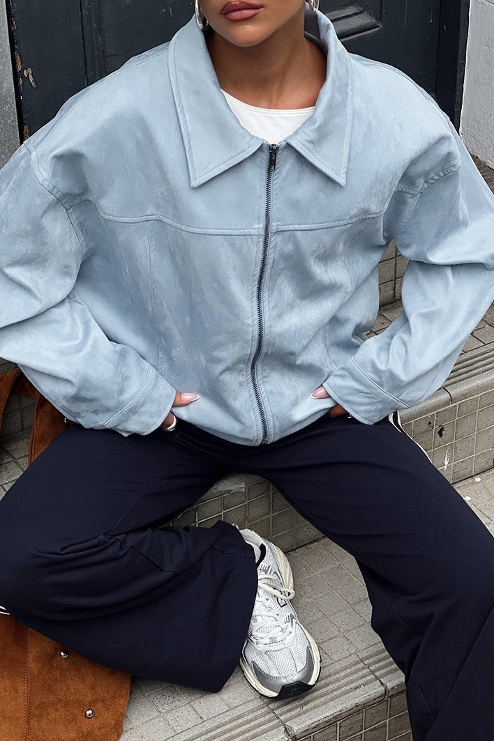 Casual Blue Suede Jacket 3