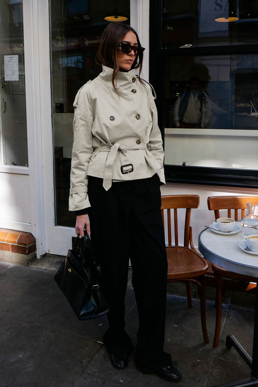 Stand Collar Belted Short Jacket 2