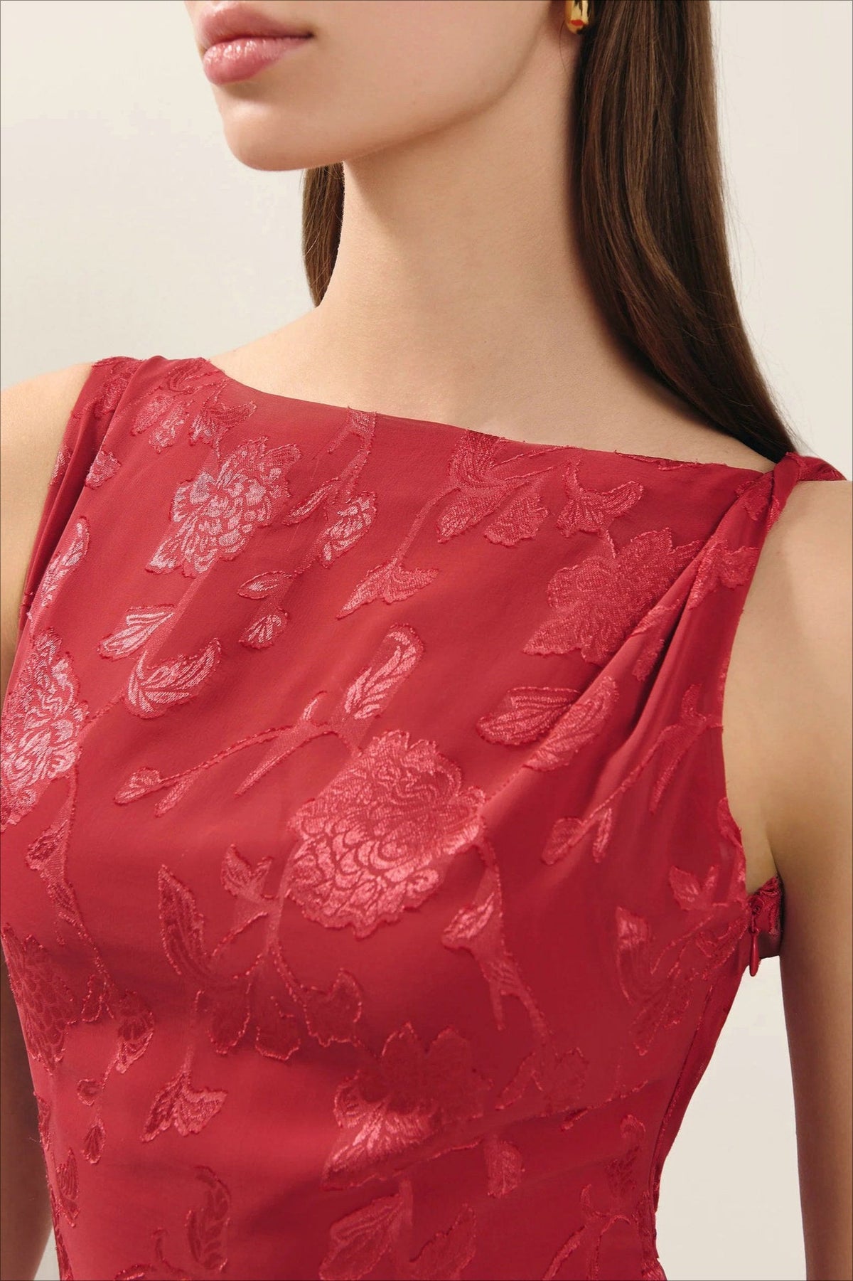 Floral Burnout Boat Neck Sleeveless A-Line Maxi Dress 5