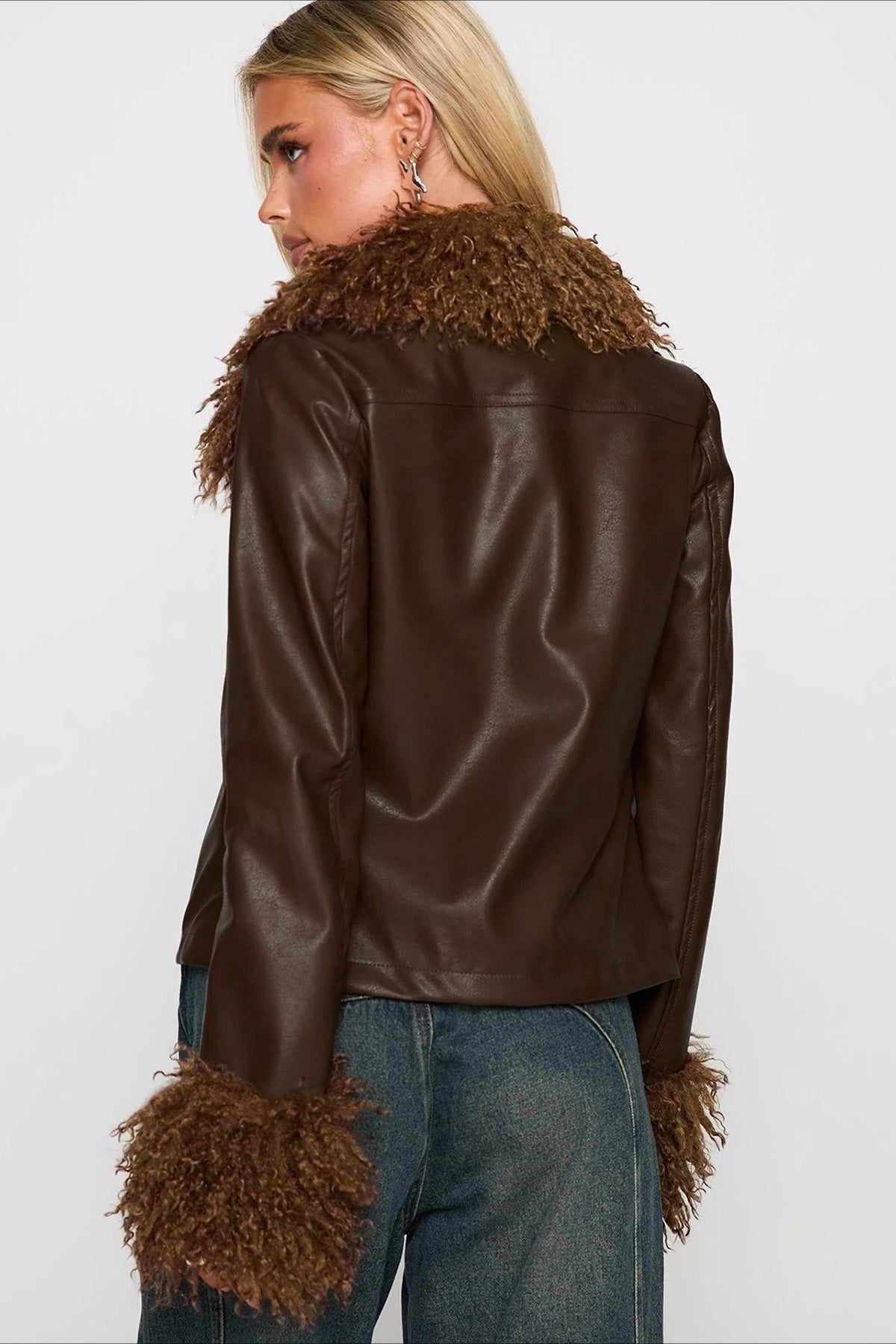 Slim Fit Vintage Leather Coat - Fashionpara