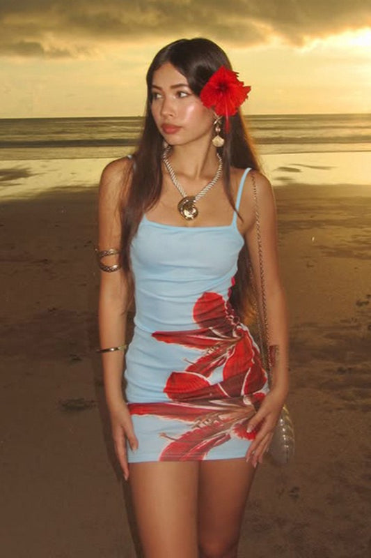 Floral Print Spaghetti Strap Bodycon Mini Dress