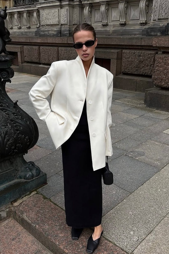 Minimalist V-neck Blazer Jacket 5