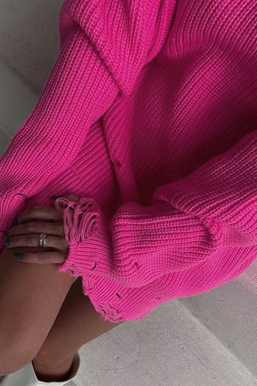 Distressed Longline Crew Neck Sweater 3