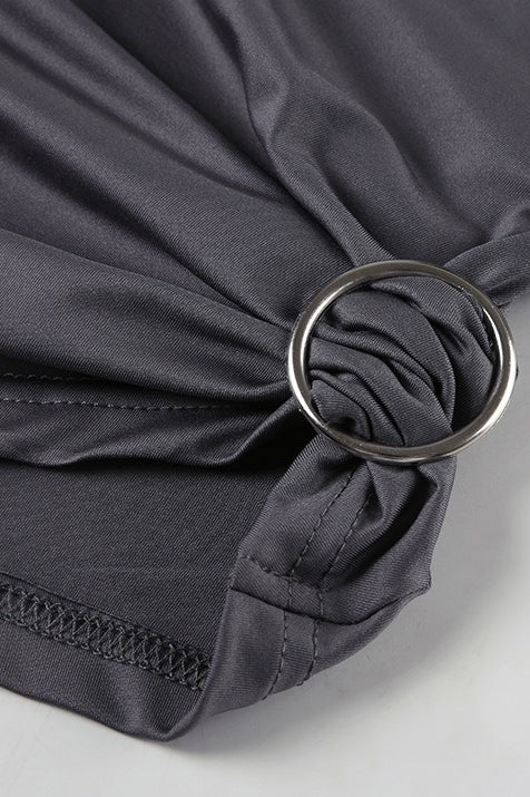 One Shoulder Ring Top Flare Pants Set
