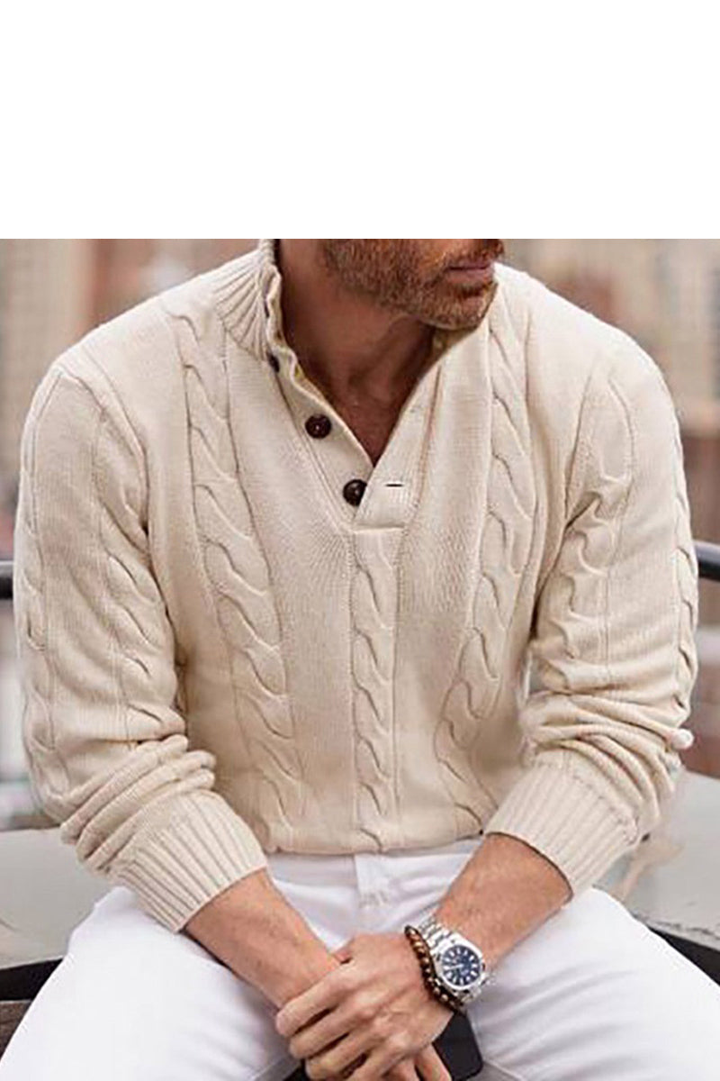 Men's Stand Up Collar Long Sleeve Knitted Jumper Bottoming Jumper - Fashionpara
