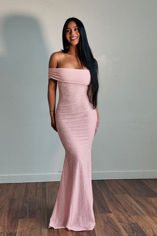 Floral Off-Shoulder Bodycon Maxi Dress