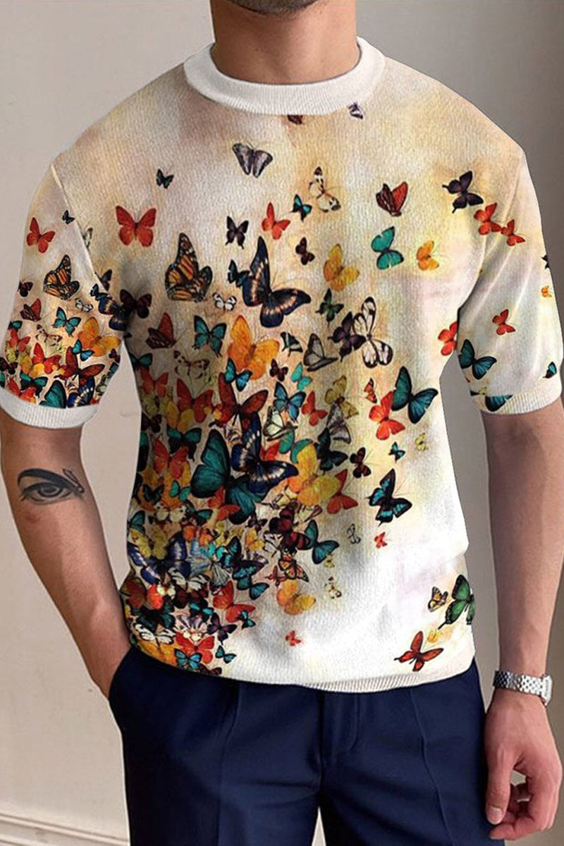 Men's Round Neck Knitted T-Shirt - Fashionpara