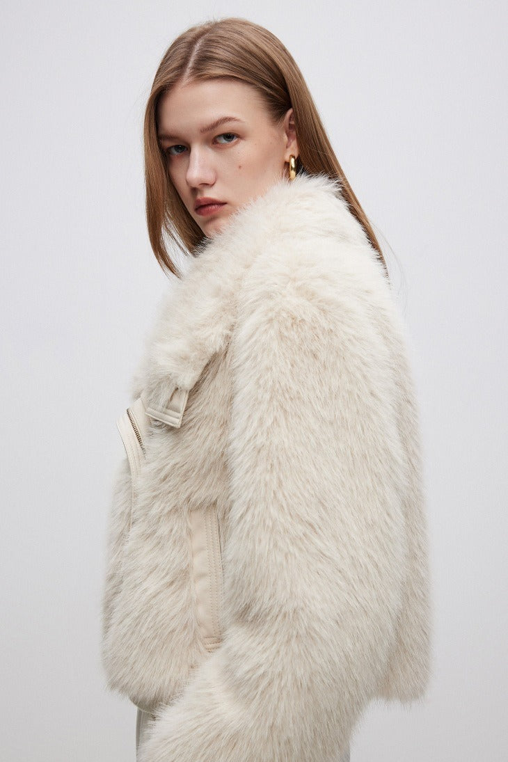 Plush Paneled Thick Warm Notch Collar Coat