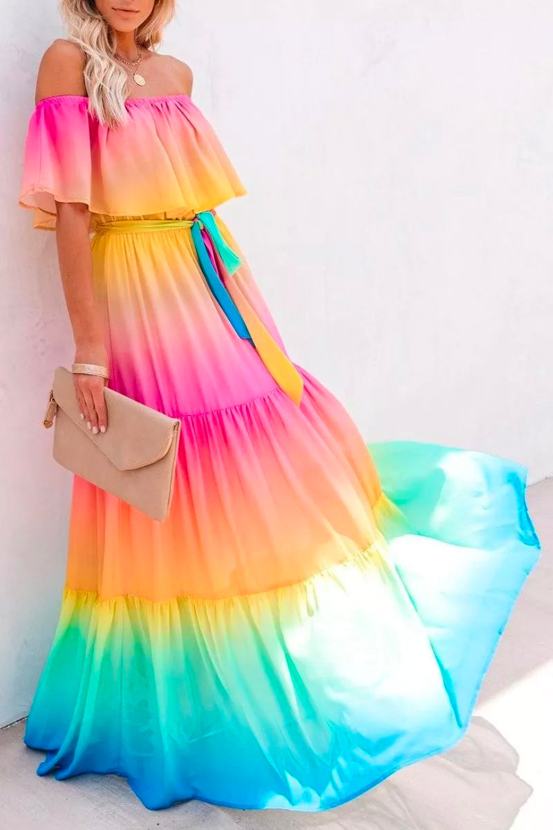 Gradual Change Multicolor Maxi Dress  Fashionpara