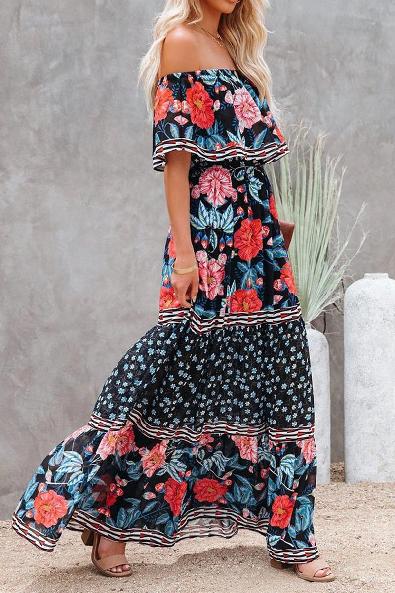 Tube Top Three-color Printed Maxi Dress 2