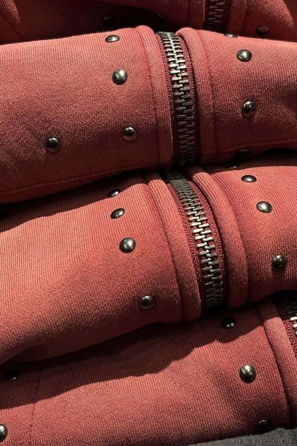 Rhinestone Distressed Zip-Up Hoodie