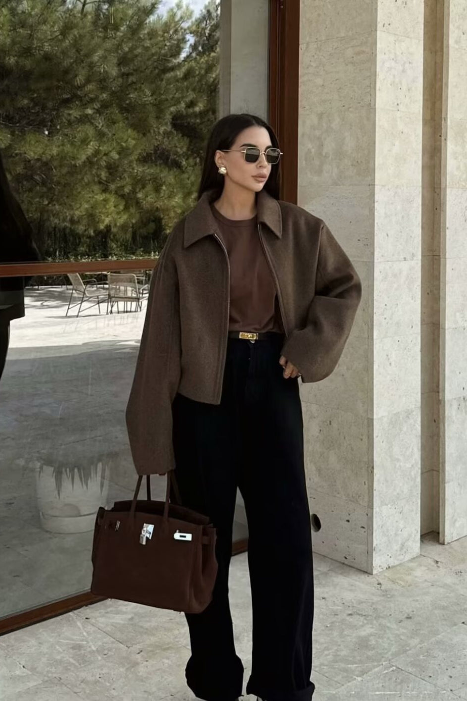 Oversized Zip Wool Jacket