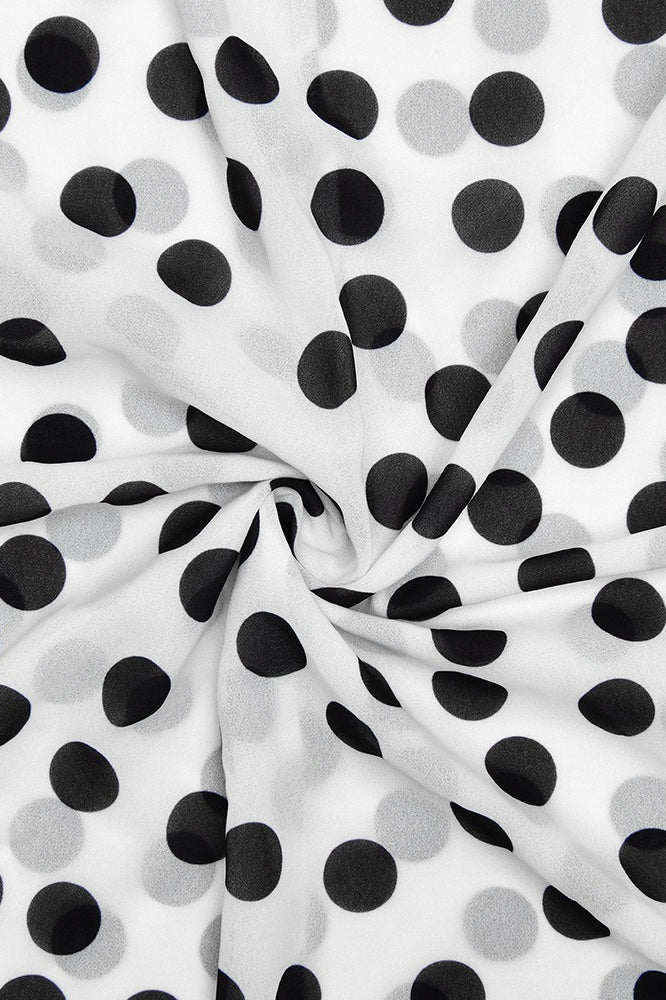 Polka Dot Chiffon V-Neck Ruffle Slip Maxi Gown 4