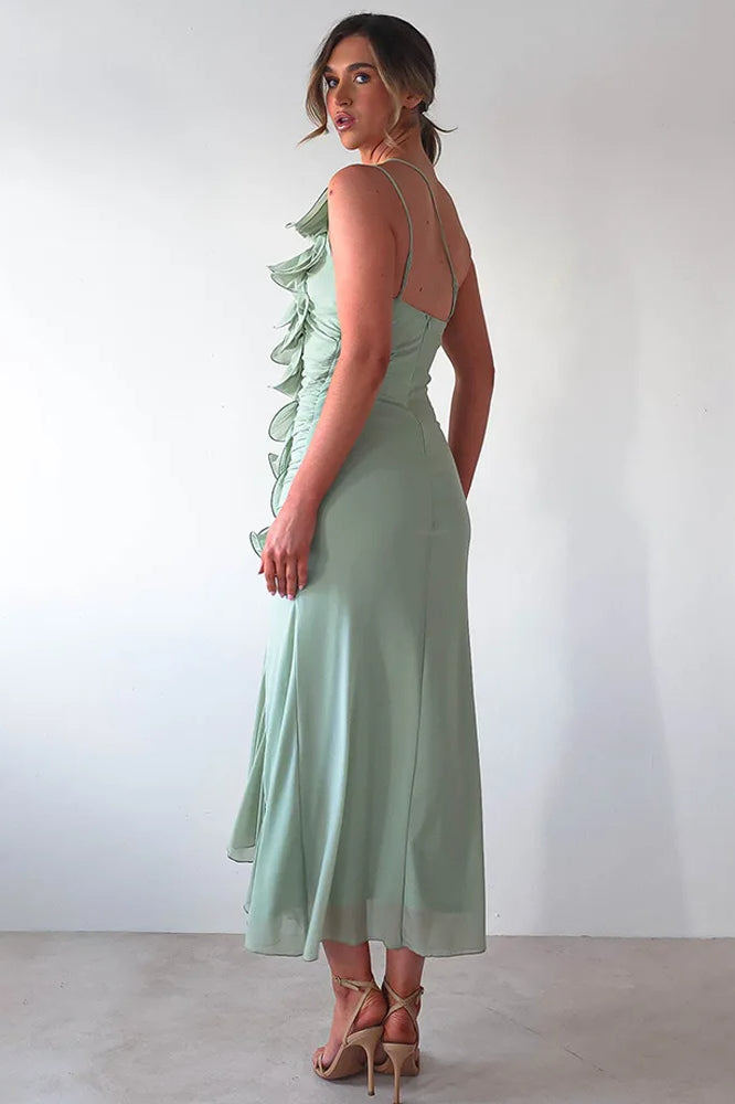 Flower Patchwork Backless Midi Dress