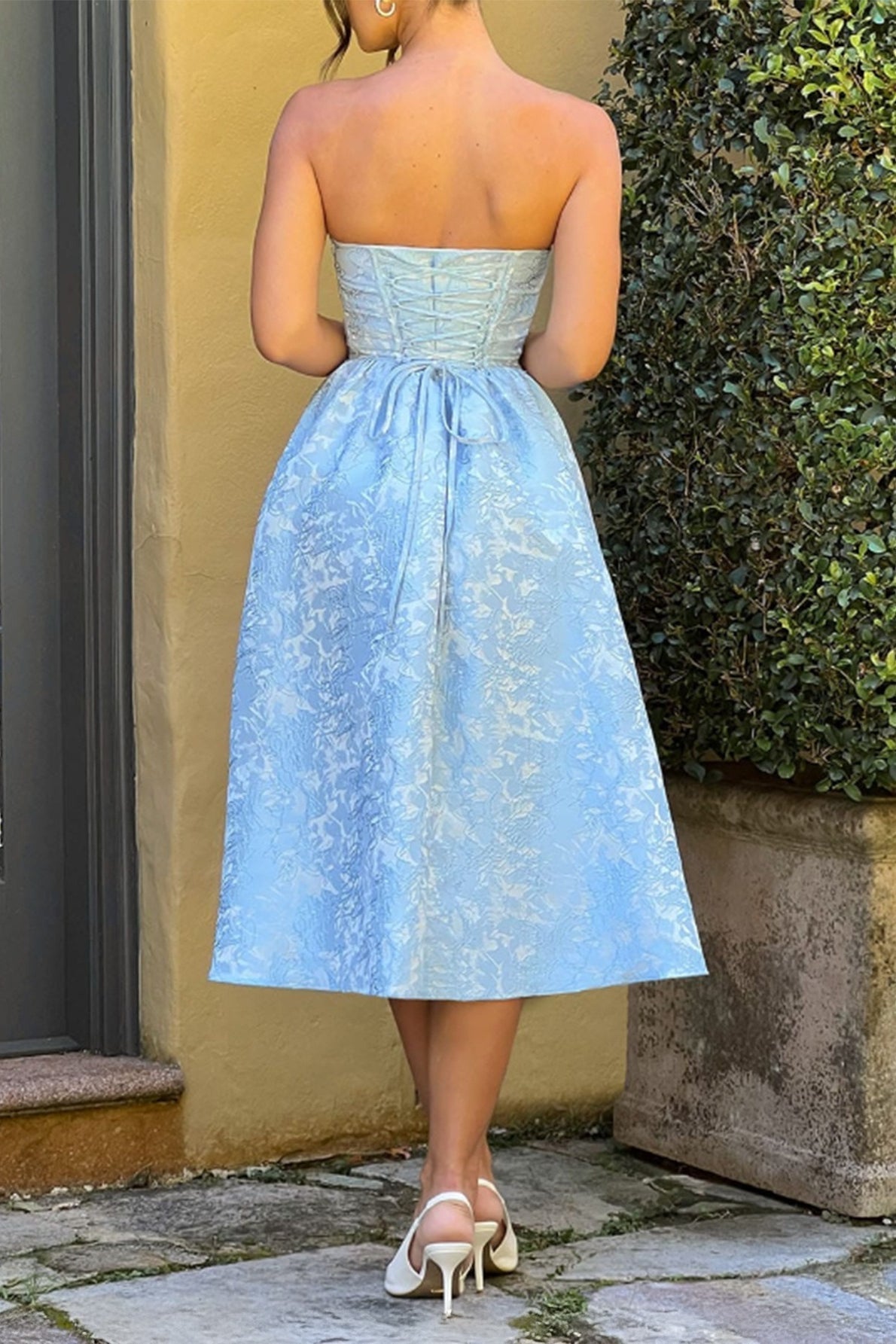 Floral Jacquard Strapless Fit & Flare Midi Dress 3