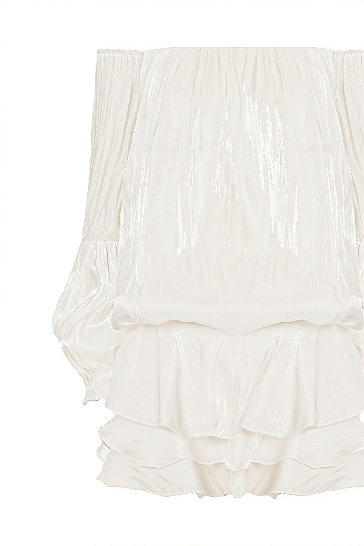 Off Shoulder Puff Sleeve Ruffle Tiered Mini Dress 9