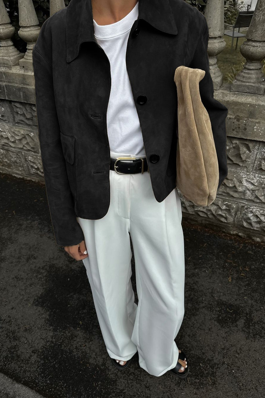 Commuter Solid Button Front Long Sleeve Coat - Fashionpara