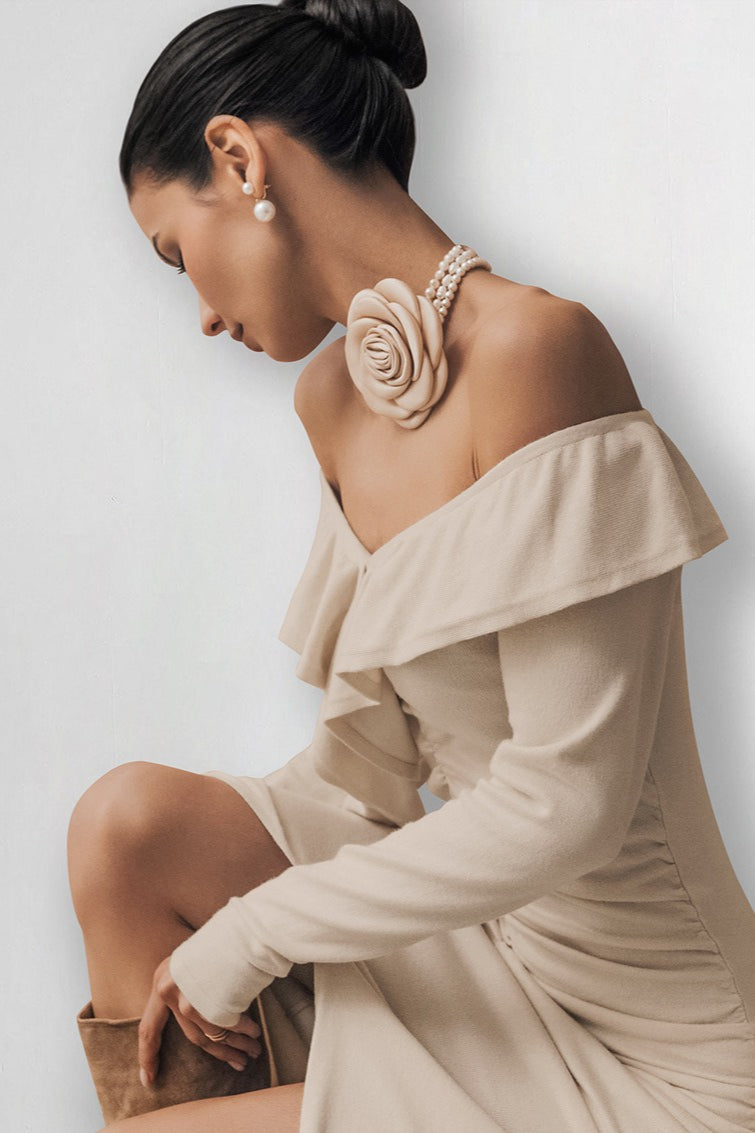 Off Shoulder Ruffle Maxi Dress