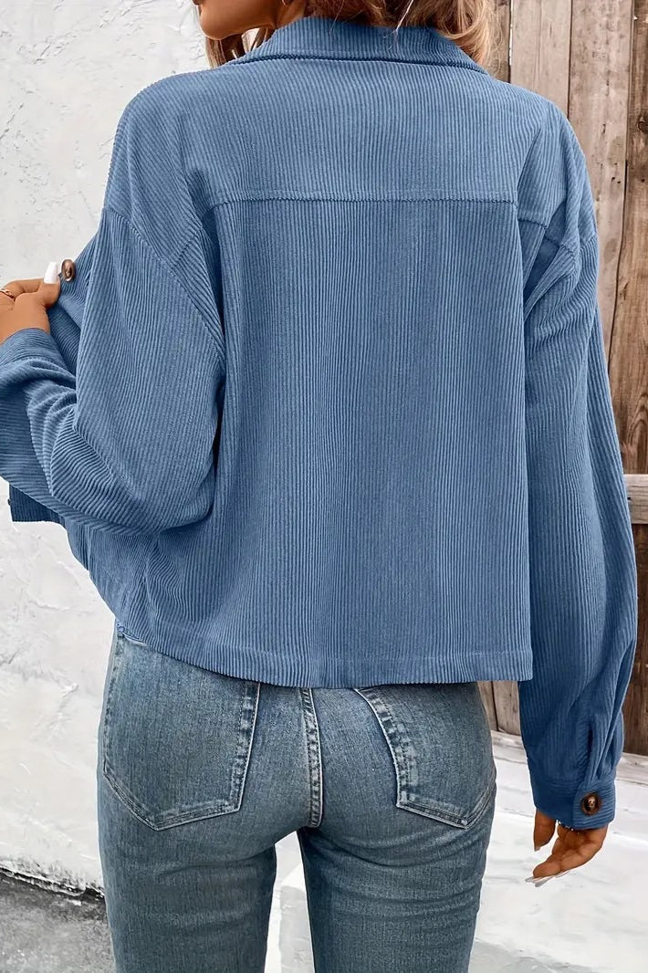 Corduroy Button-Front Shirt Jacket 12