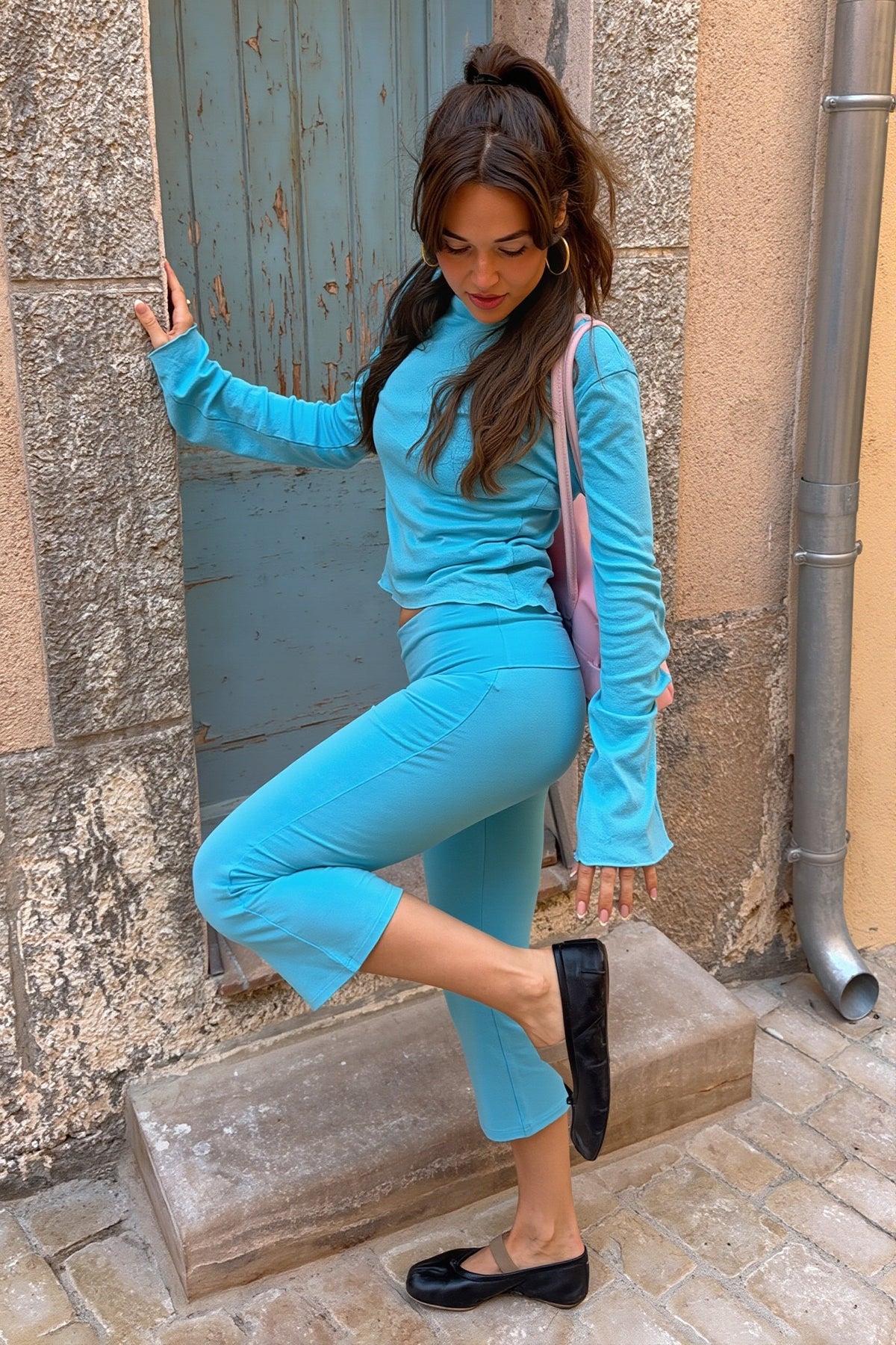 Tie Front Cutout Top and Capri Pants Set