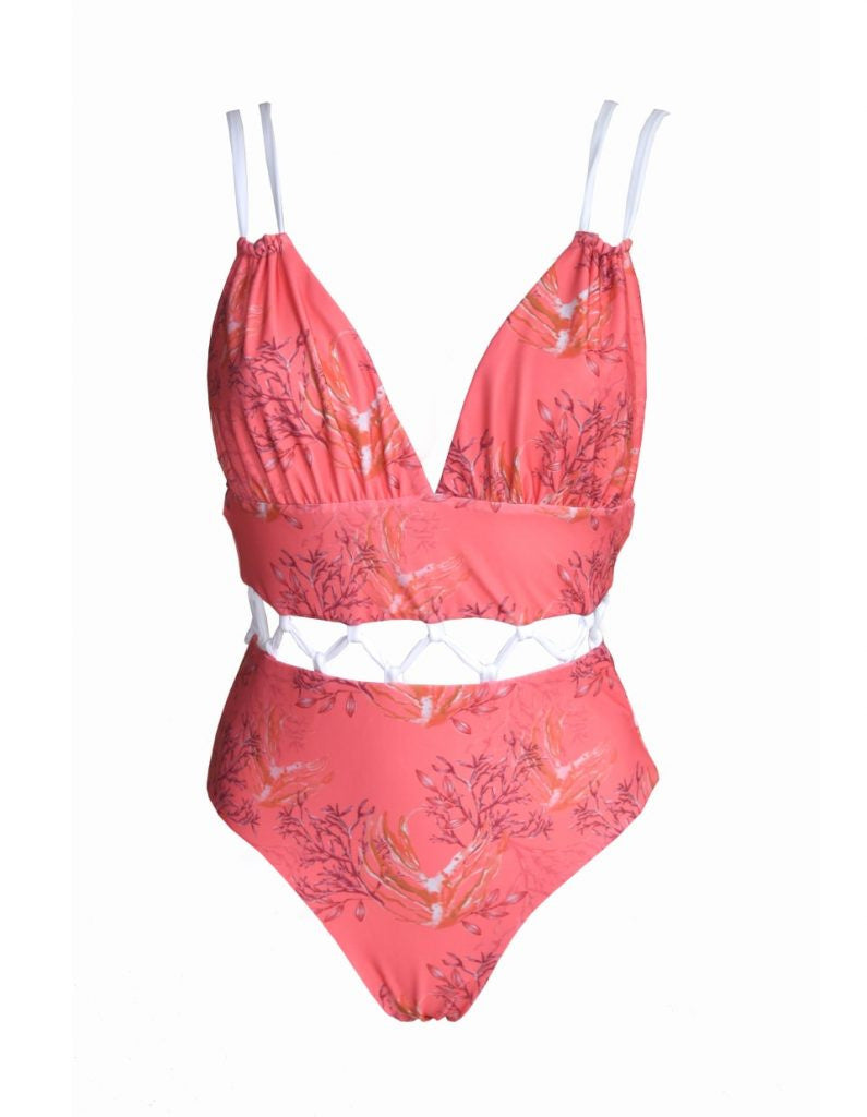 Polynesia | Women's Reversible Tropical Print One Piece Swimsuit a Four-piece - Fashionpara