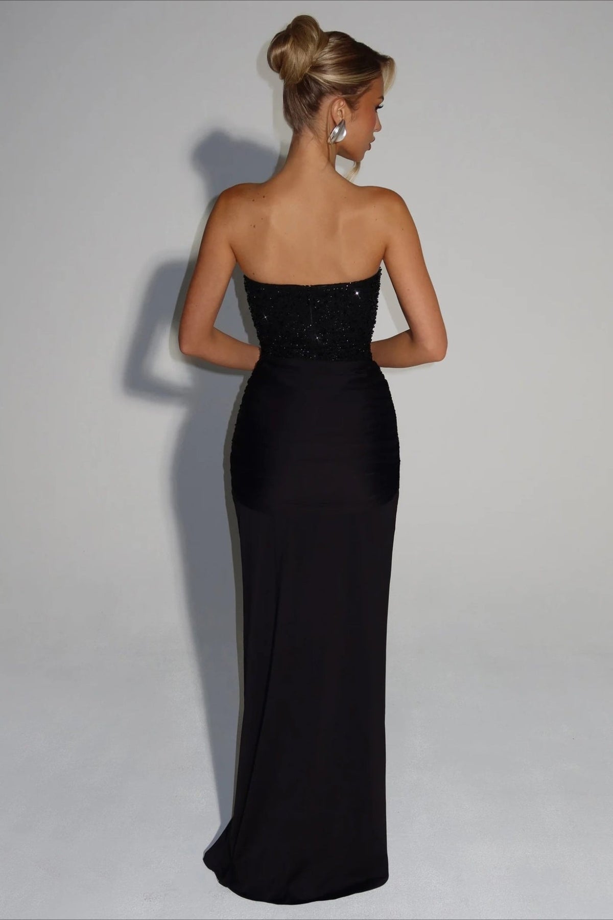 Sequin Strapless Corset Sweetheart High Split Gown 4