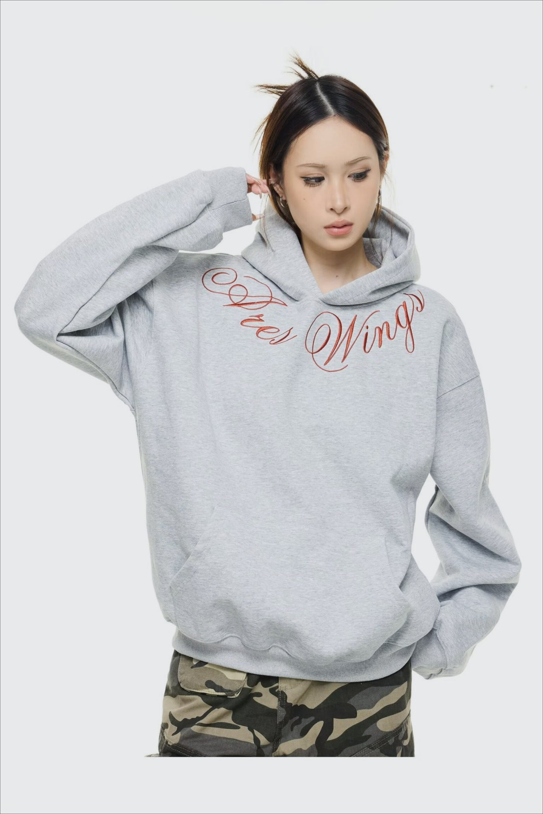 Embroidered Letter Oversized Hoodie - Fashionpara